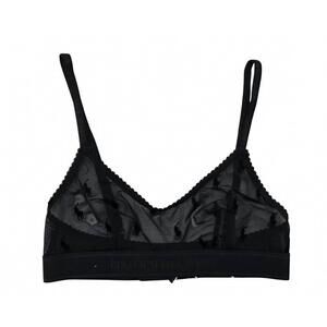 NEW POLO RALPH LAUREN women's flocked pony scoopneck bralette in onyx
